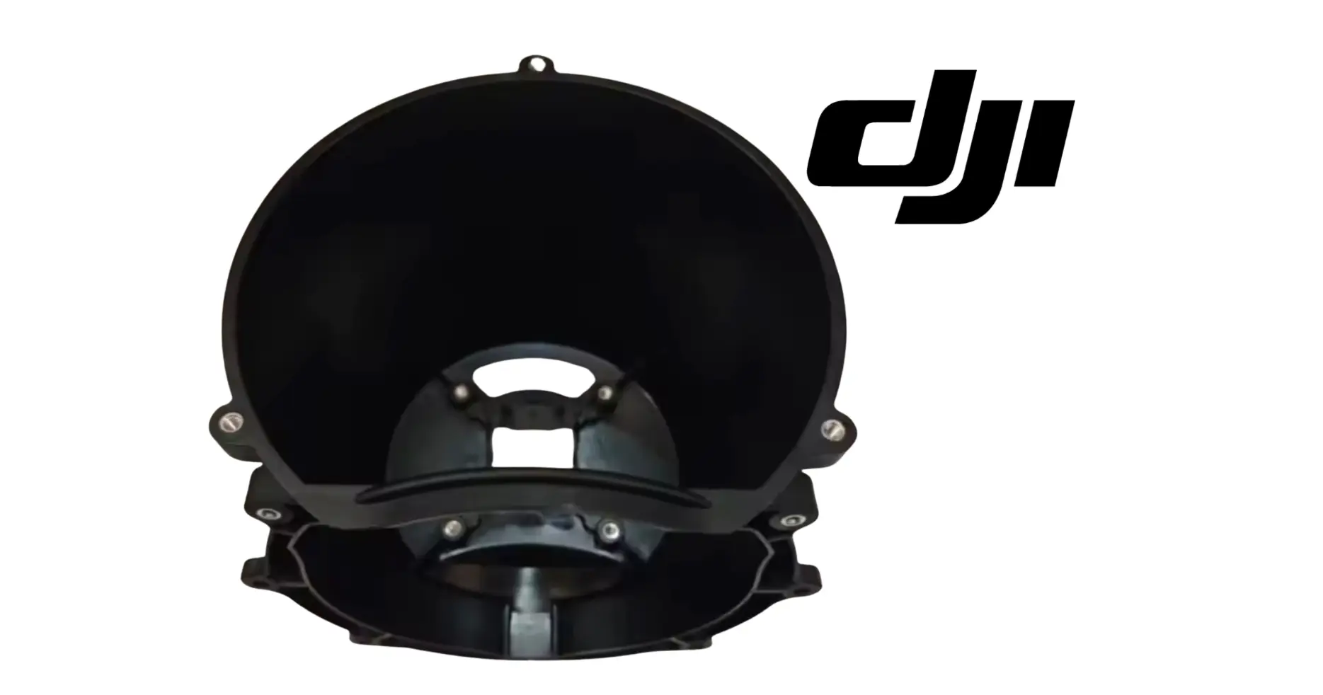 Black spinner disk shell cover with center opening and mounting bolts