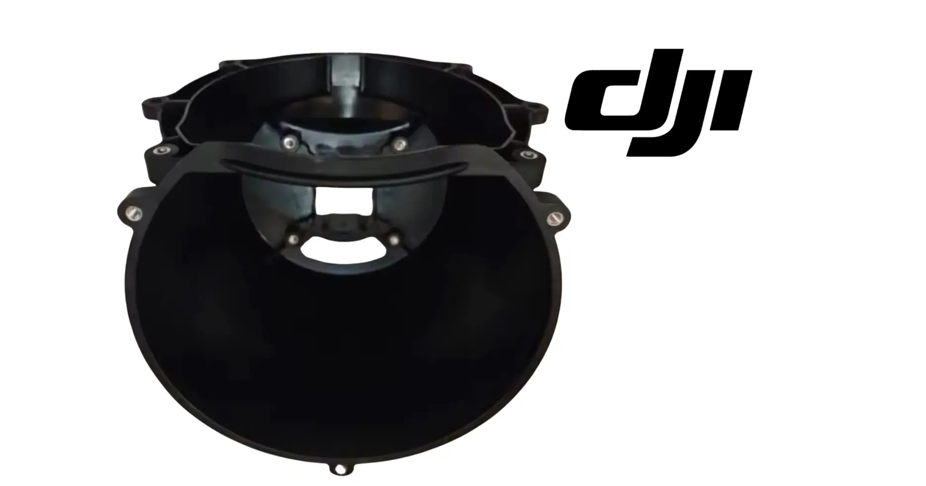 Black spinner disk shell housing with inner bracket and mounting screws