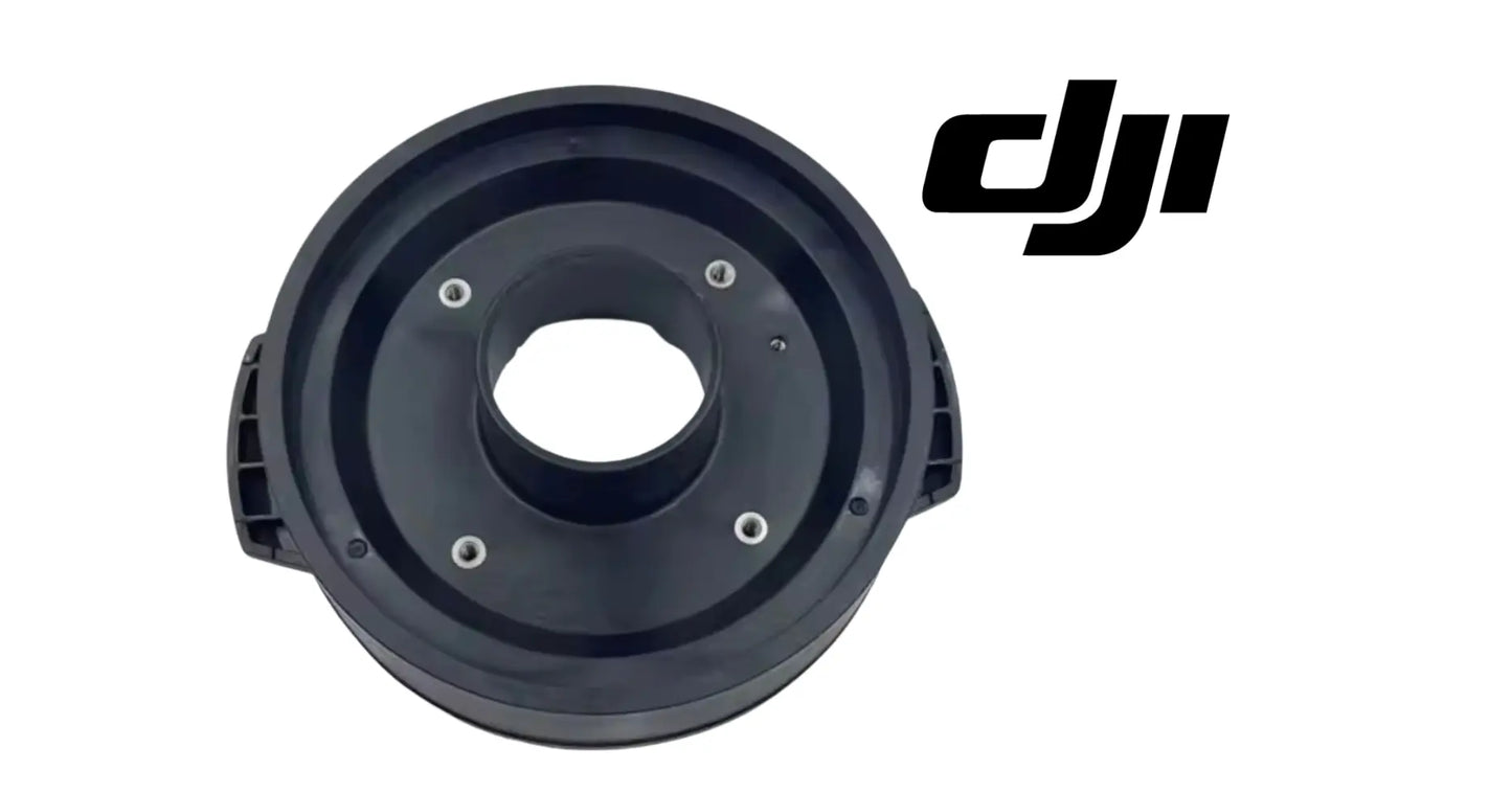Auger motor base for DJI T100, black circular housing with central bore and side mounting tabs