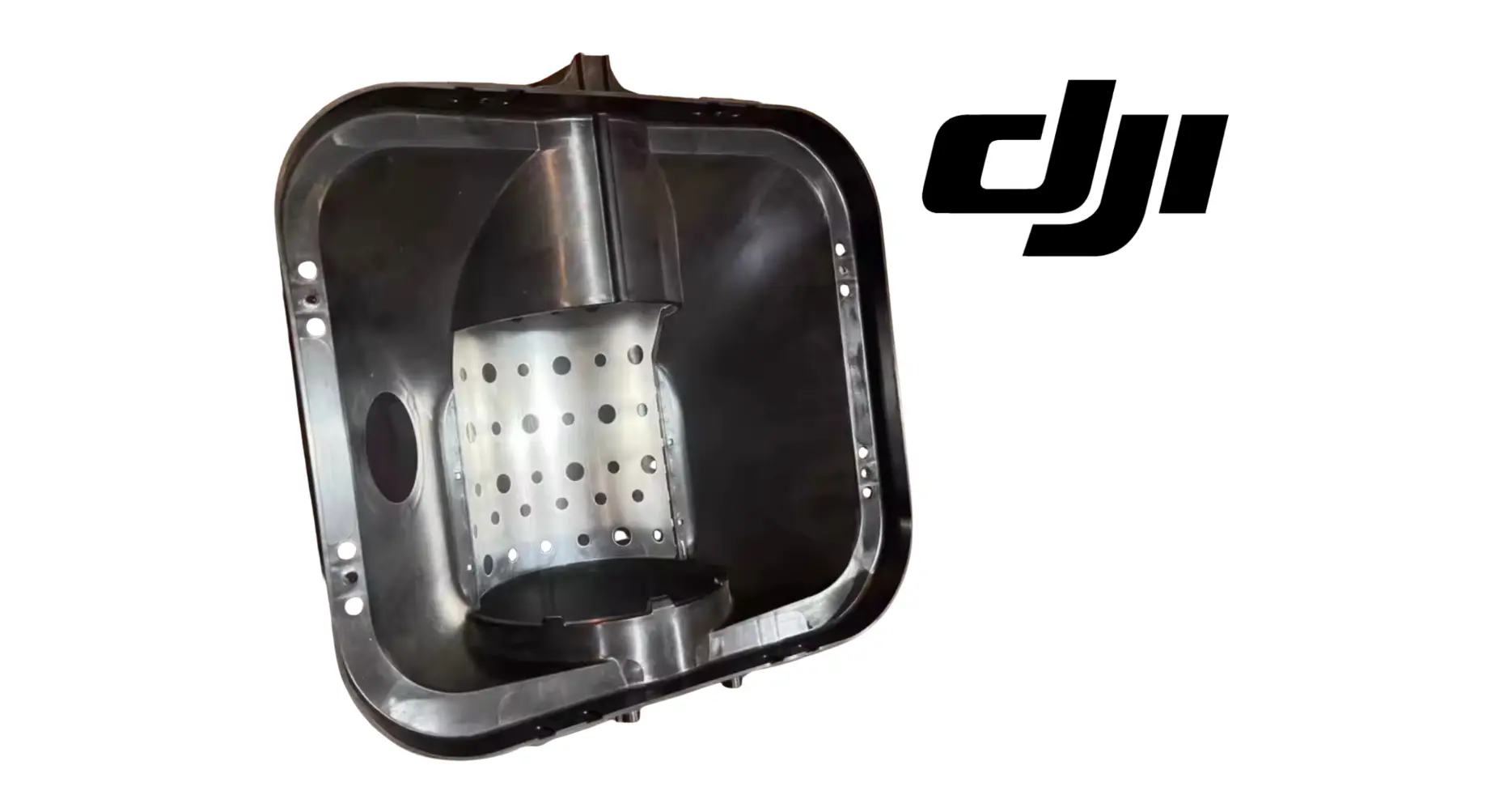 DJI Agras T100 auger shell housing with perforated inner cup, side view