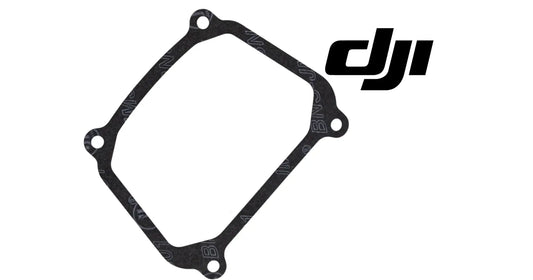 DJI gasket seal for cover plate, angled view of black square rubber with four holes
