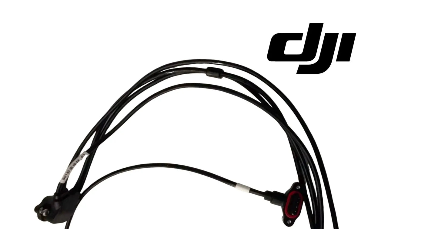 Black sensor signal cable with connectors, including a red-tinted ring and clips