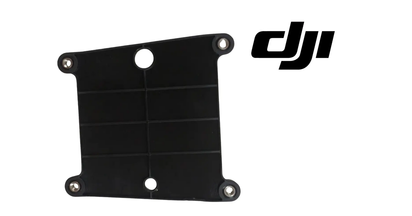 Black control board bracket with four mounting holes and recessed grid detail