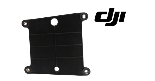 Black control board bracket with four mounting holes and recessed grid detail