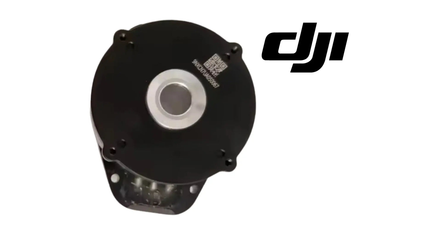 DJI lower motor, black housing with silver center plate and side mounting bracket