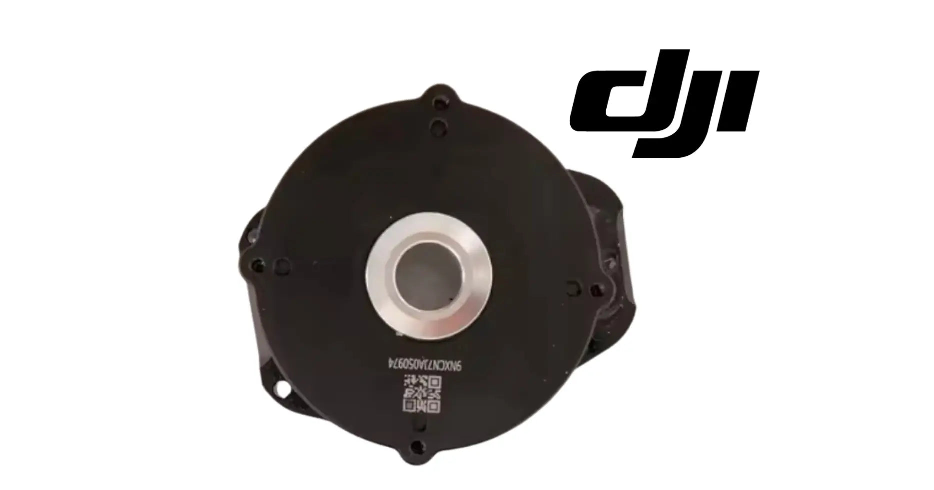 DJI lower motor, black circular housing with silver center ring and screw holes
