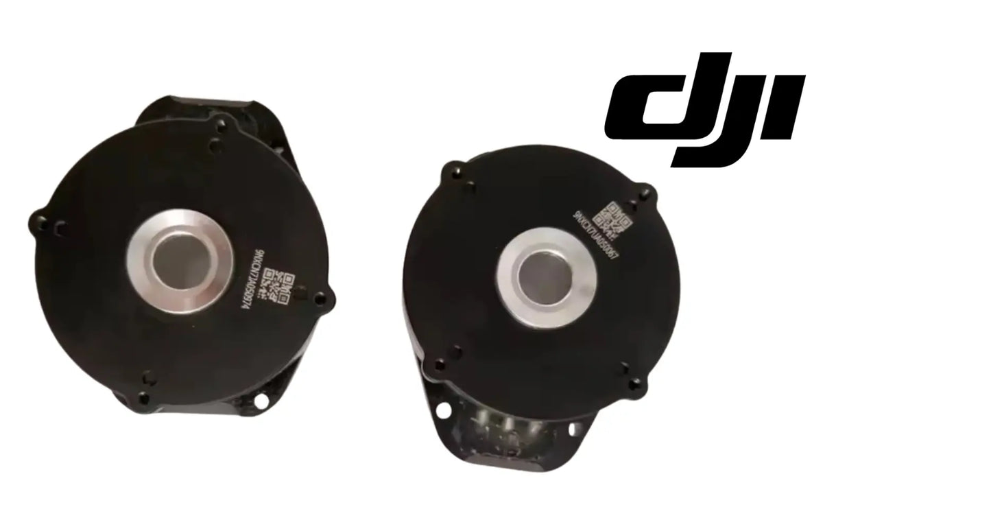DJI lower motors pair, two black circular housings with silver center hubs