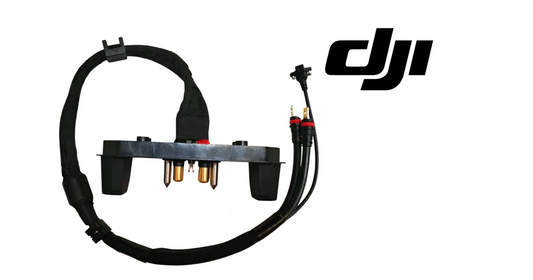 DJI T100 secondary power distribution board module with black wiring harness and connectors