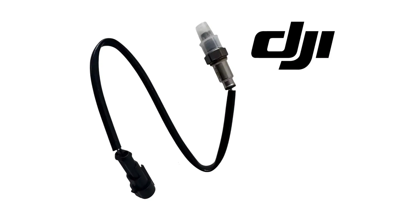 DJI oxidation sensor cable with inline connectors and black lead, gray sensor plug