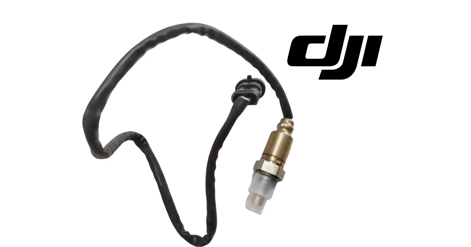 DJI oxidation sensor with brass threaded body and gray plug, attached to black cable