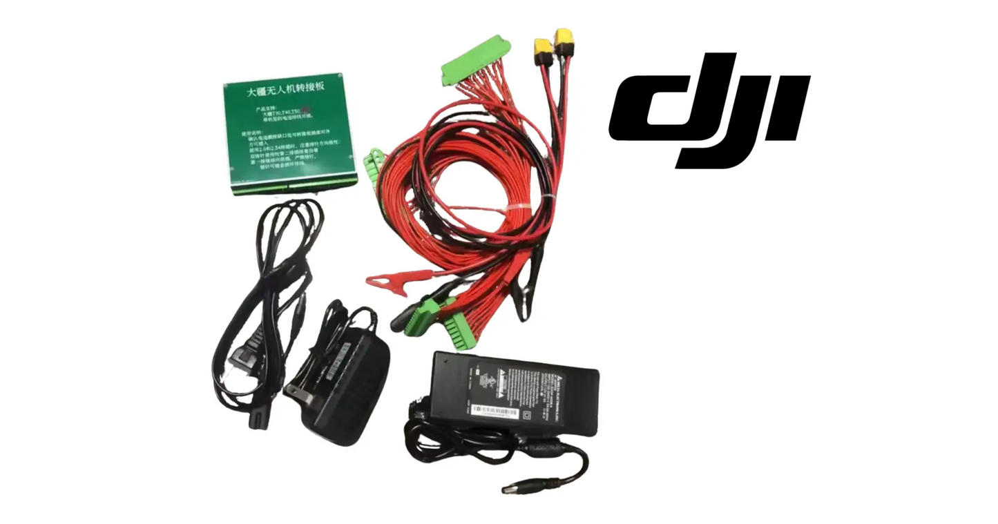 DJI voltage equalizer repair instrument kit with red and black cables and adapters