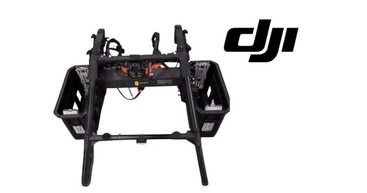 DJI Agras T100 dual-electric lifting frame, front view with side panels
