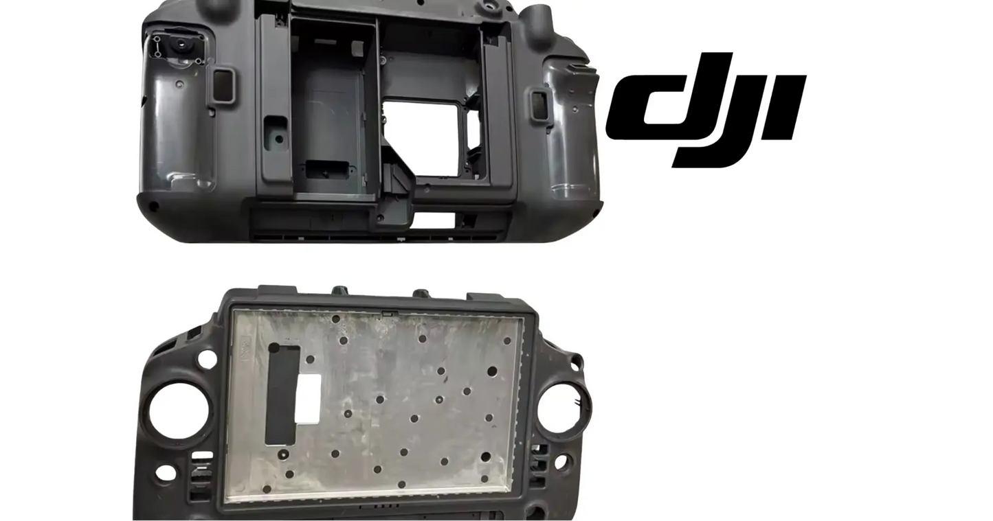 DJI remote controller body shell, black plastic with large window and side grips