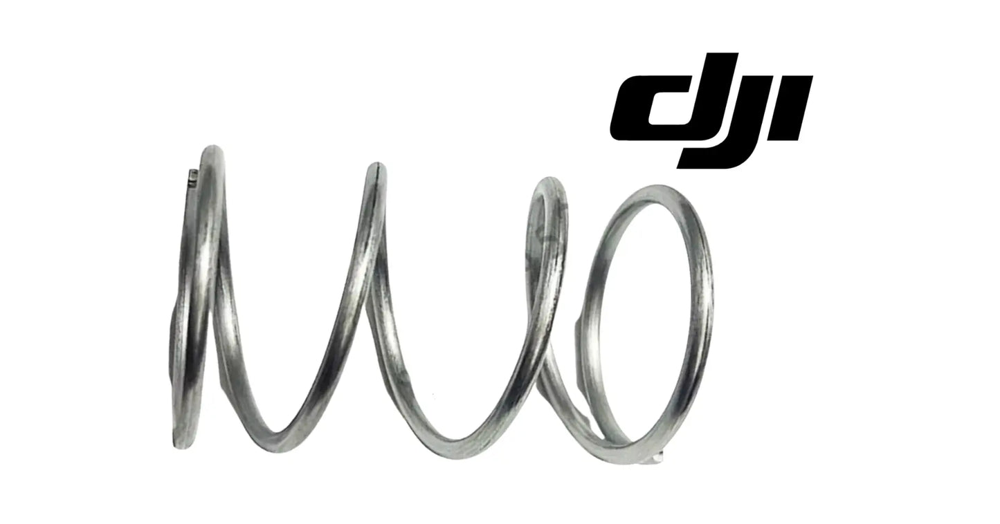 DJI metal compression spring, tightly wound coil, curved profile.