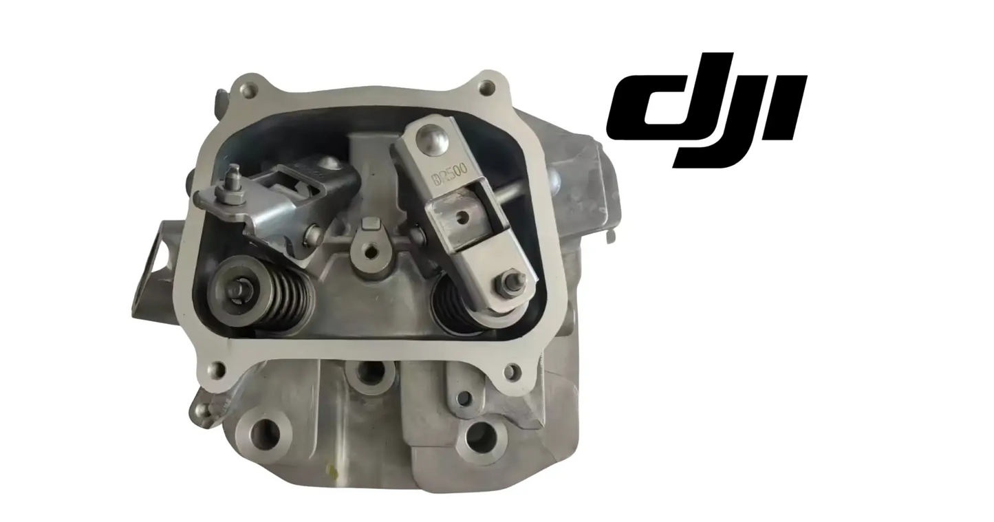 DJI generator cylinder head assembly with machined metal cover and mounting holes
