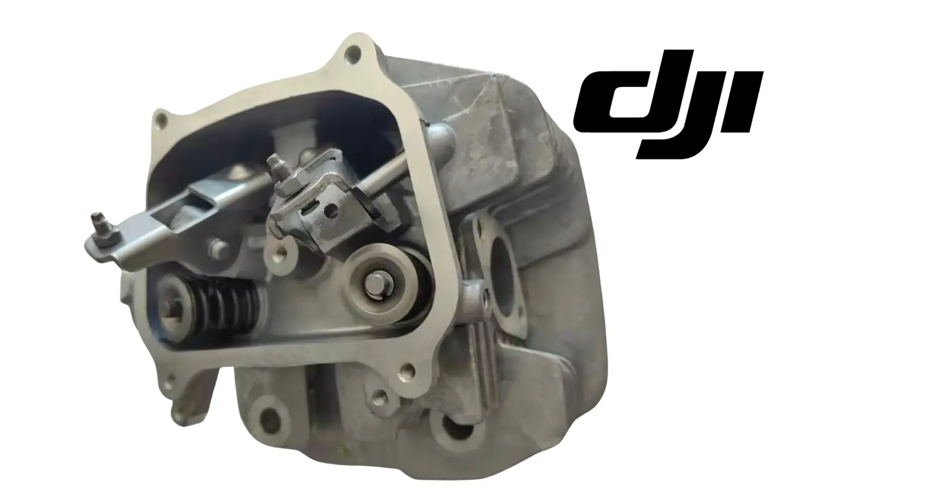 DJI generator cylinder head assembly, side view of internal components and fasteners