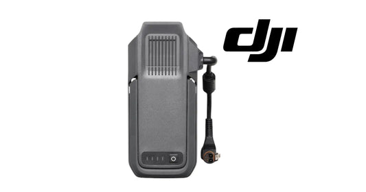 Intelligent flight battery, dark body with side connector cable and vented grille