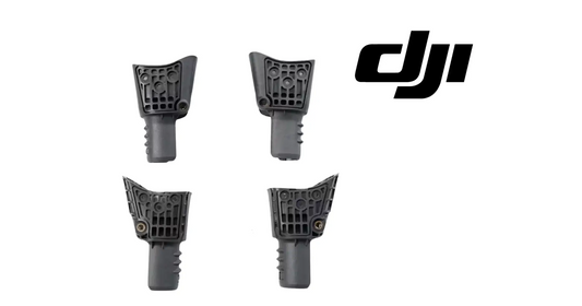 DJI arm connector joint mount top views, four dark gray plastic pieces