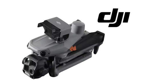 DJI Matrice 4 speaker module, drone-mounted with dark housing and orange accents