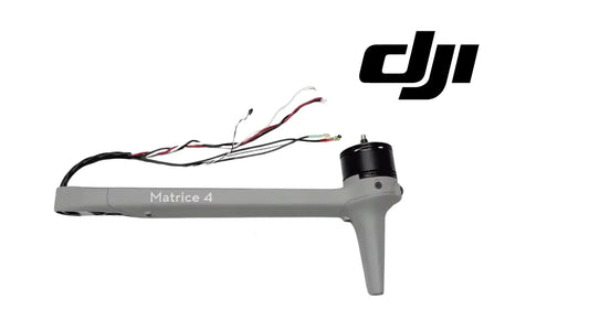 DJI Matrice 4T front-left drone arm with exposed wiring and gray motor mount