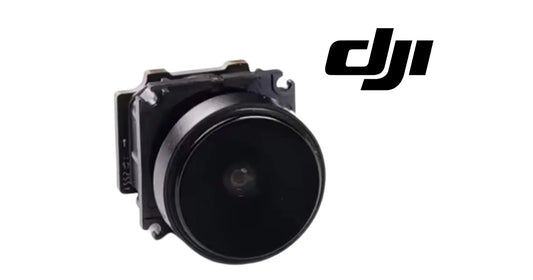 DJI camera lens module with round black lens inside molded mount