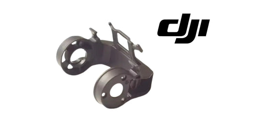 DJI Avata 2 gimbal roll arm, dark metal bracket with dual circular mount holes