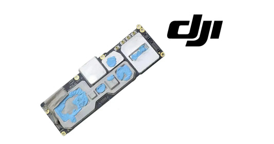 DJI Avata 2 OEM main board PCB angled view with blue thermal pads