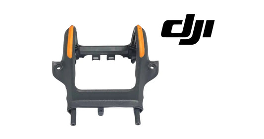 Dark gray protective bracket with orange side guards and mounting pins
