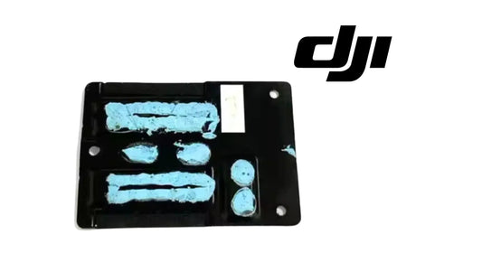DJI Avata 2 OEM heat sink plate with blue thermal pads and screw holes