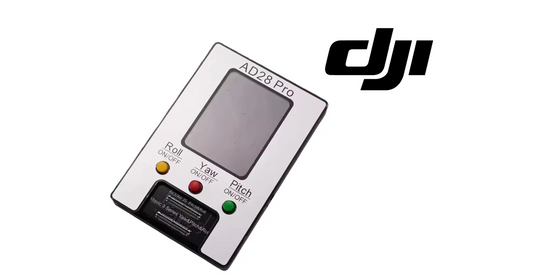 DJI AD28 Pro gimbal motor tester with screen, Roll/Yaw/Pitch controls, indicator lights