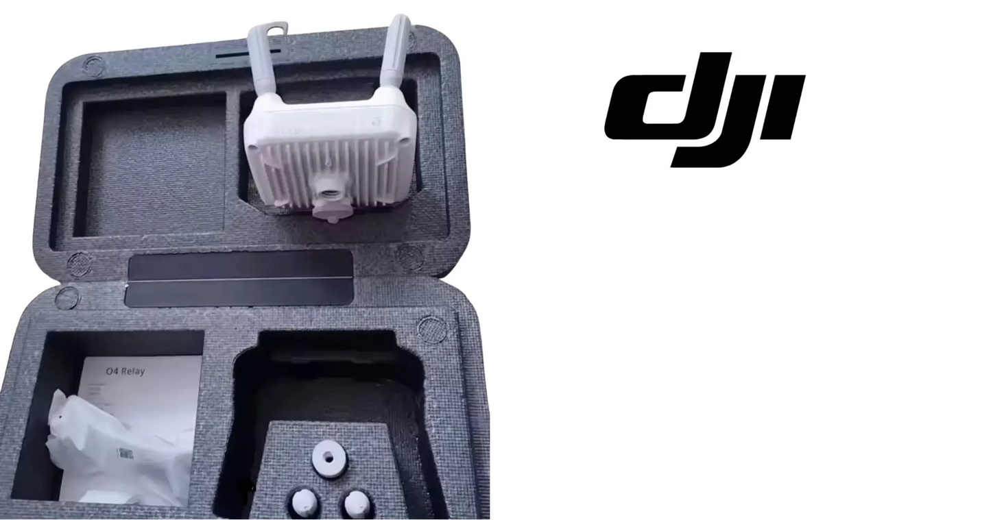 DJI signal repeater system case insert showing antenna arms and bundled parts