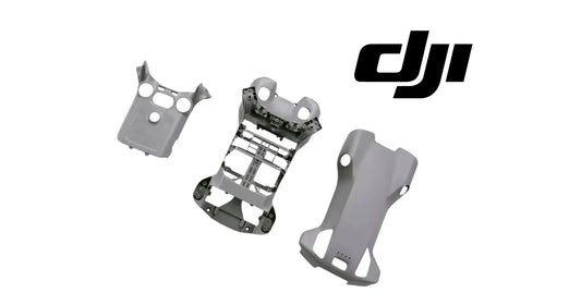 DJI Mini 5 Pro shell set, gray plastic housing pieces: top shell, base, and side cover