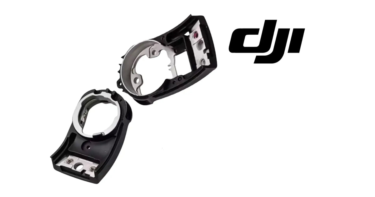 DJI lower gimbal bracket pair with circular openings, black housings with metal inserts