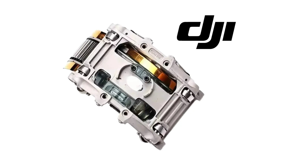 DJI gimbal roll motor replacement module, angled view with orange flex cable