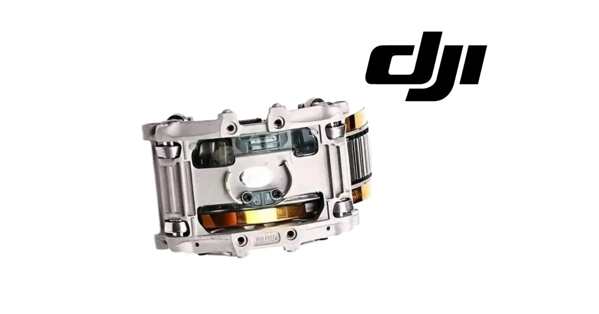 DJI gimbal roll motor replacement module, three-quarter angle with orange ring detail