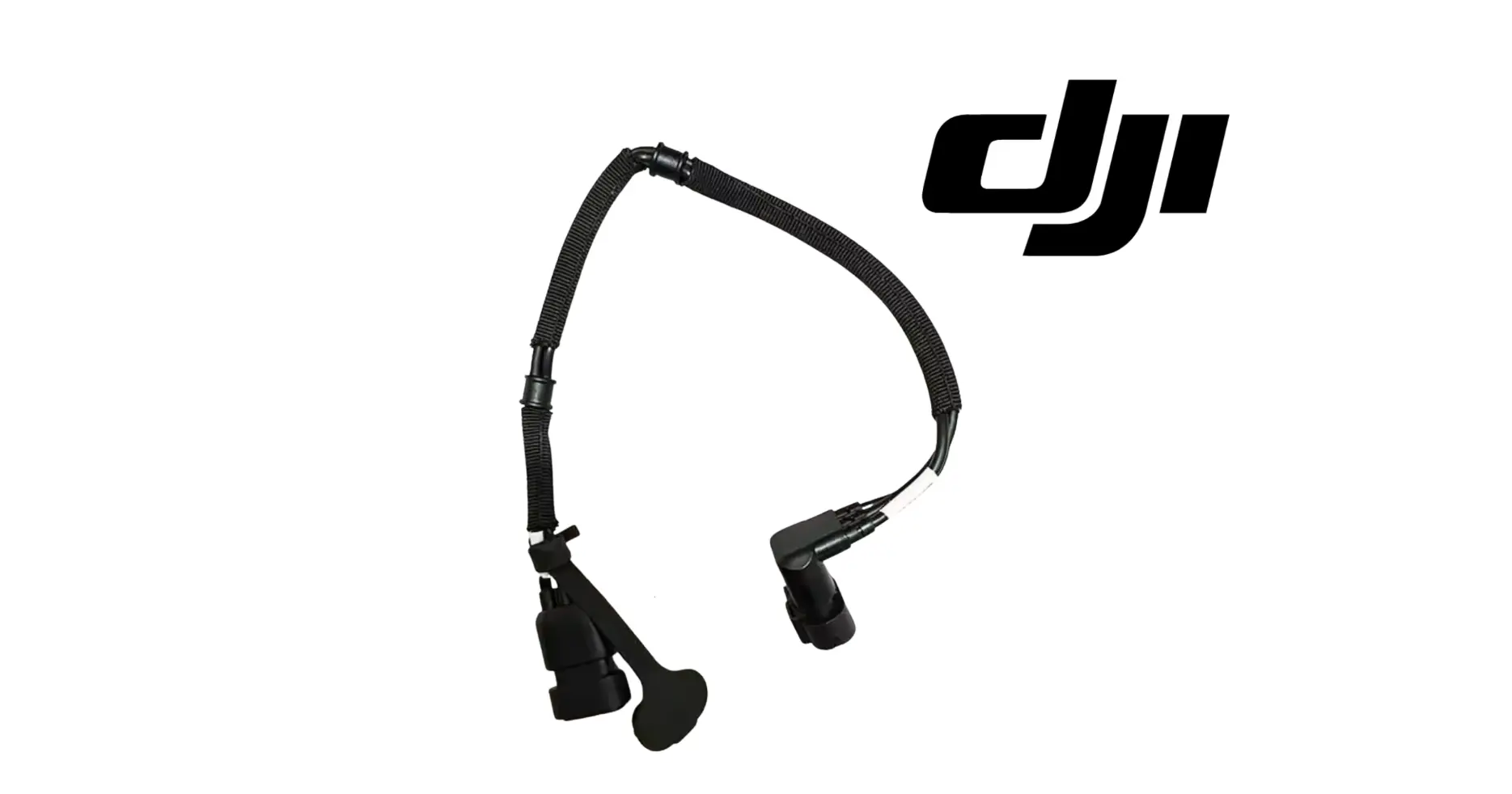 DJI load adapter cable with curved wire and two connector modules, black