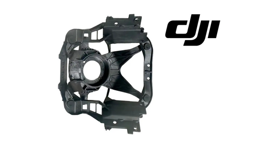 DJI gimbal damping board, black molded housing with circular opening and side brackets
