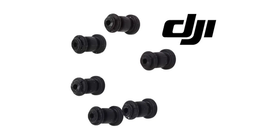 DJI gimbal shock absorber balls, black rubber dampers, parts laid out
