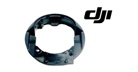 DJI gimbal cover ring, dark molded plastic with cutout window and mounting points