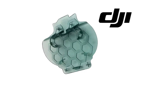 DJI Mavic gimbal cover No. 14, translucent teal hex design with molded openings