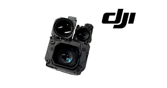DJI replacement camera module, angled view, dual lenses in black casing
