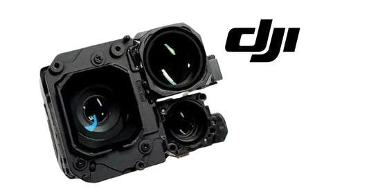 DJI replacement camera module, side view, dual lenses in black housing