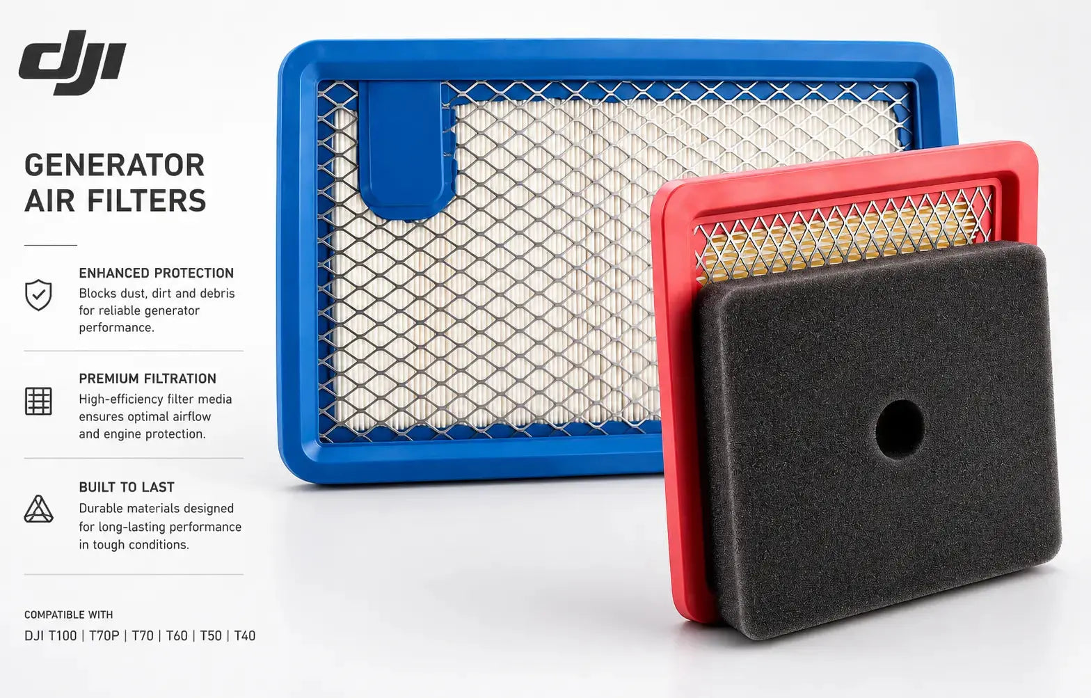 DJI T100 – T50 Original Generator Air Filters (Primary & Pre-Filter) Ares Acres