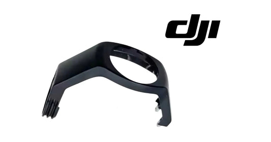 DJI gimbal roll arm bracket with circular cutout, black plastic