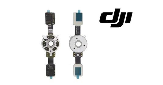 DJI gimbal roll motor parts showing circular motor housings and PCB components