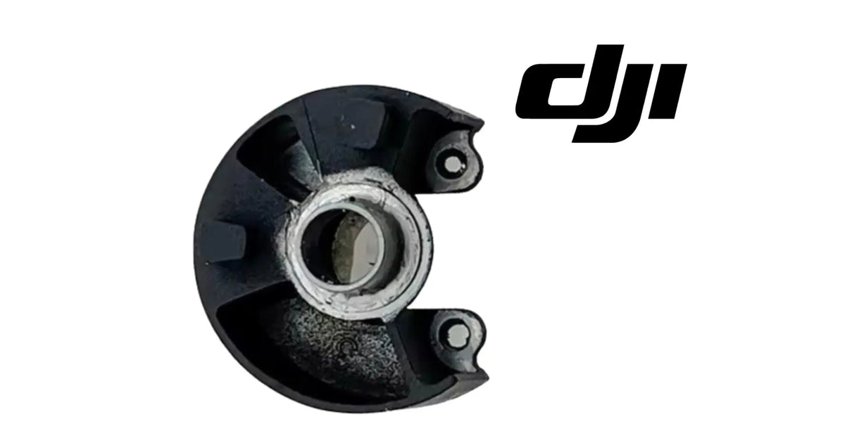 DJI gimbal limit cover, black circular guard with metal center ring and mounting tabs