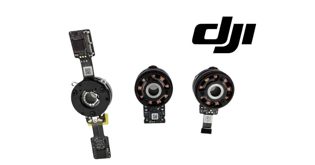DJI Mavic 3 gimbal motor set with three motor heads and circuit board flex cables