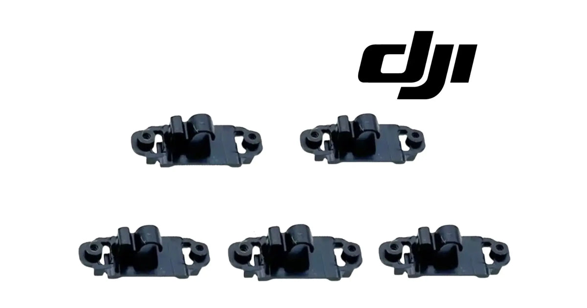 Five black plastic PTZ cable clamp covers arranged in a row