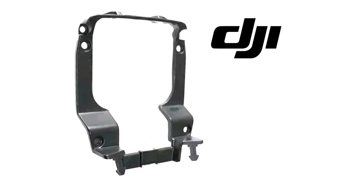DJI Mavic Air 2 gimbal bracket, black metal mount with side arms and screw holes