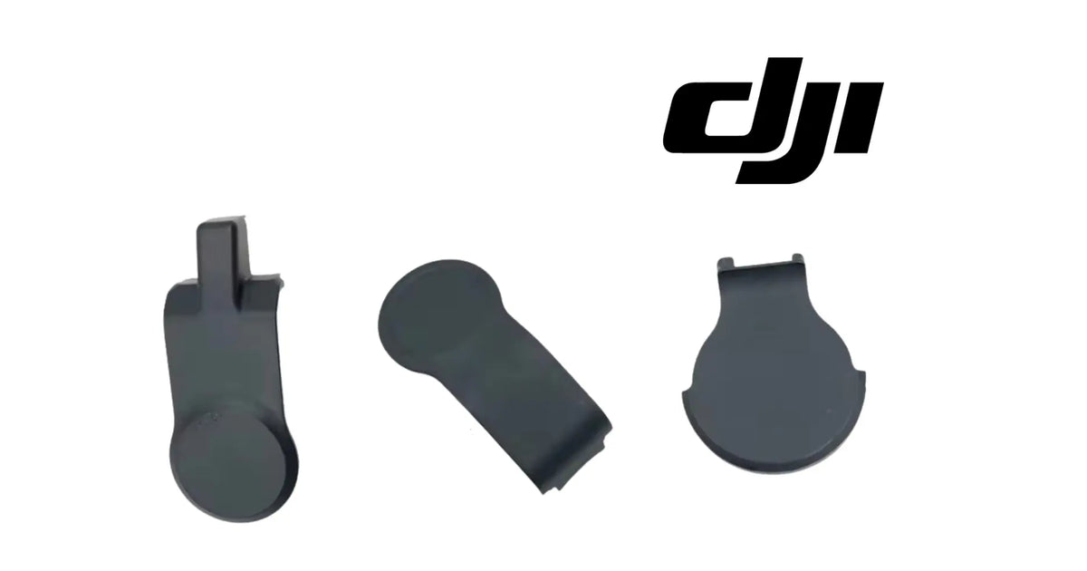 Three dark replacement gimbal covers with curved and tabbed shapes